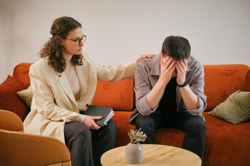 Couple talk with each other