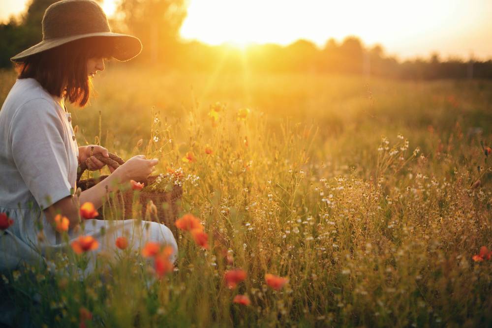 a woman under sunshine