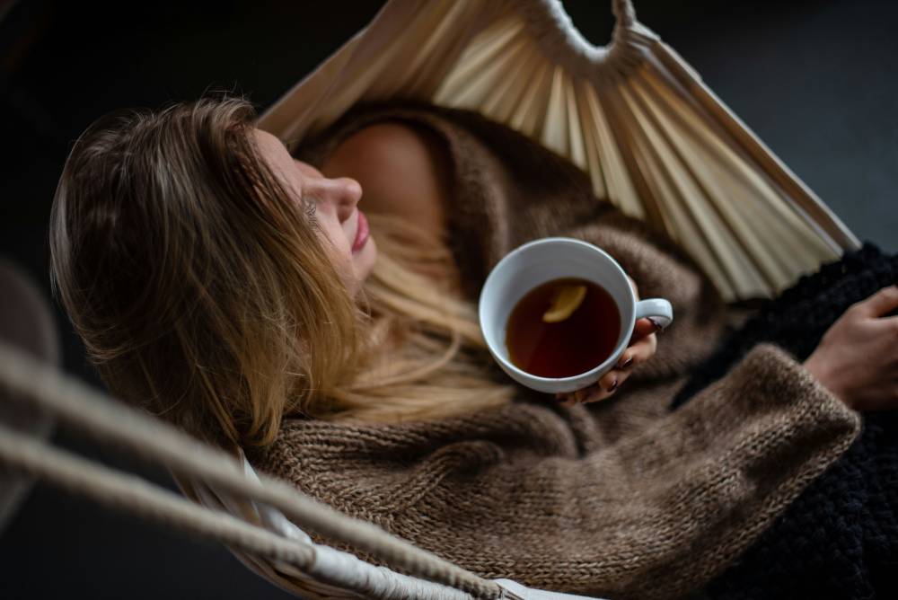 s slow lifestyle woman drink coffee
