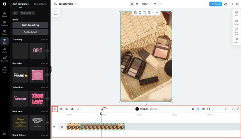 Trim the video on Pippit