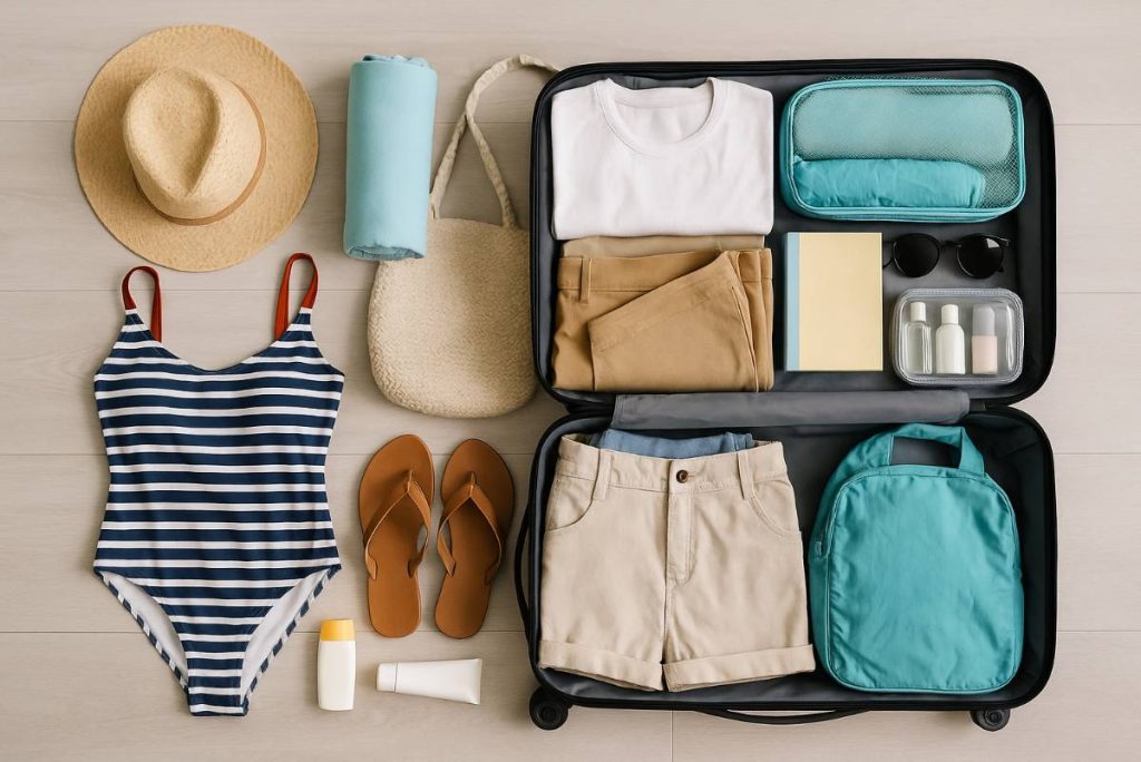 package for a beach weekend preparation