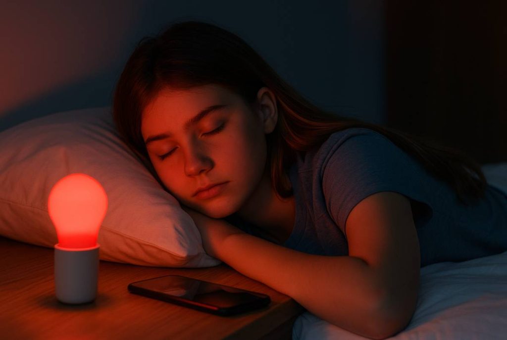 teenage is sleep with right light
