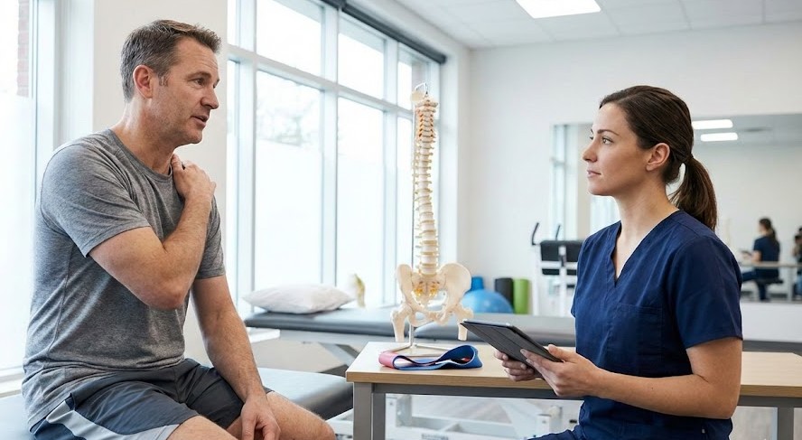 a man consult with a physiotherapist