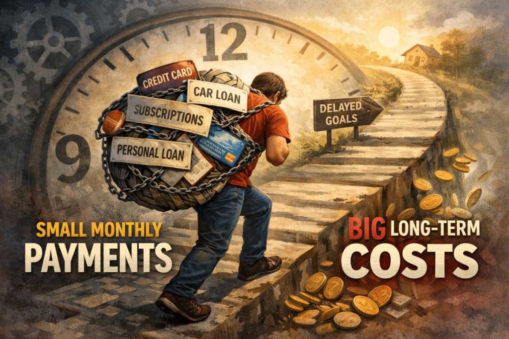 Weighed down by debt on time's path